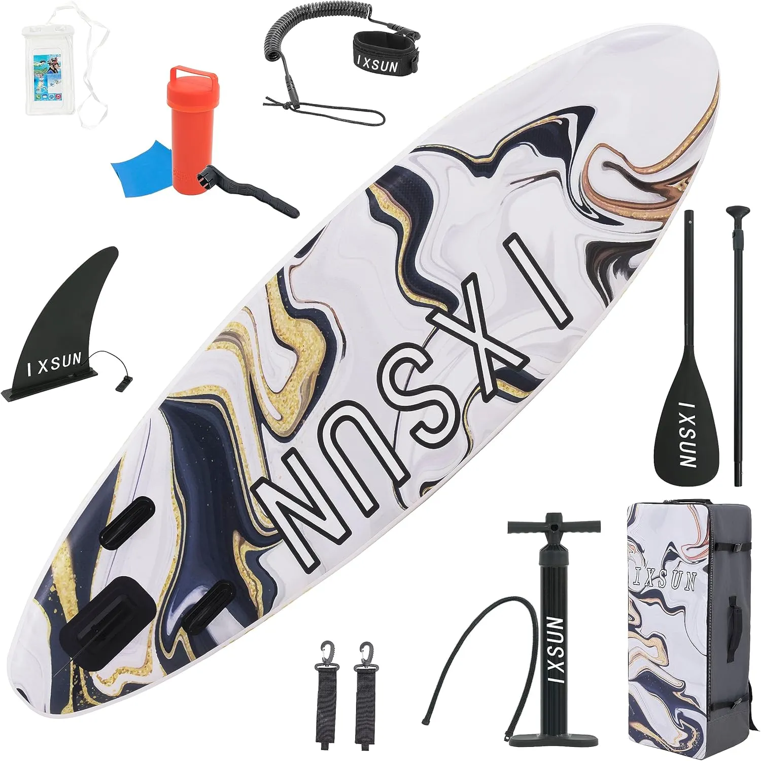 11' x 33" x 6" Inflatable Stand Up Paddle Board,11 ft,Stable Wide,Non-Slip Deck,with Premium SUP Accessories,Backpack, Bottom Fins,Adjustable Paddles,Double-Action Pump