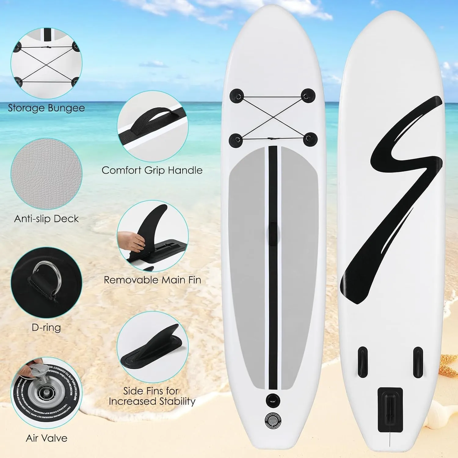 11FT Stand Up Paddle Board, Inflatable Paddleboard with SUP Accessories & Carry Bag, Paddle, Hand Pump, Non-Slip Deck, Repair Kit,Leash, 400LBS