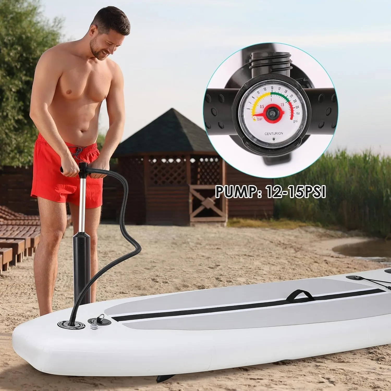 11FT Stand Up Paddle Board, Inflatable Paddleboard with SUP Accessories & Carry Bag, Paddle, Hand Pump, Non-Slip Deck, Repair Kit,Leash, 400LBS
