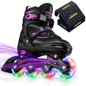 Adjustable Inline Skates for Boys and Girls Ages 4-12, Roller Skates Blades for Kids with Full Light Up Wheels, Fun Illuminating Roller Skates for Beginner Youth and Toddlers