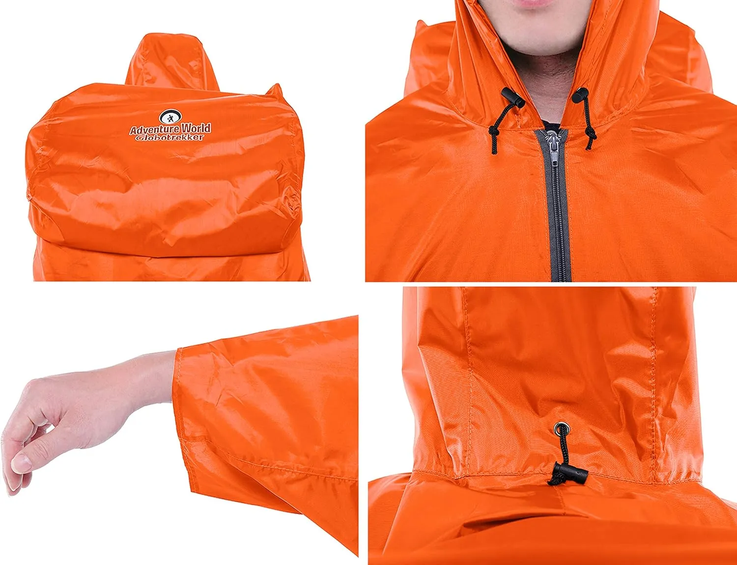 Adventure World Globotrekker Backpack Poncho Lightweight Waterproof Rain Poncho for Hiking, Camping, Travel & Outdoor Use