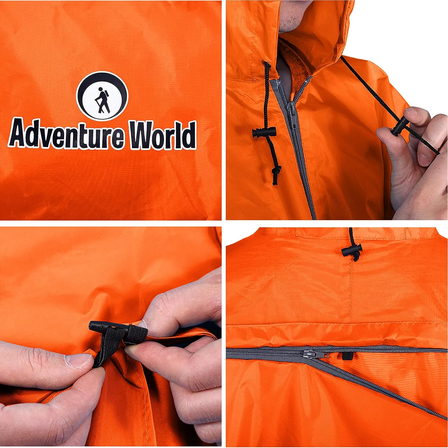 Adventure World Globotrekker Backpack Poncho Lightweight Waterproof Rain Poncho for Hiking, Camping, Travel & Outdoor Use