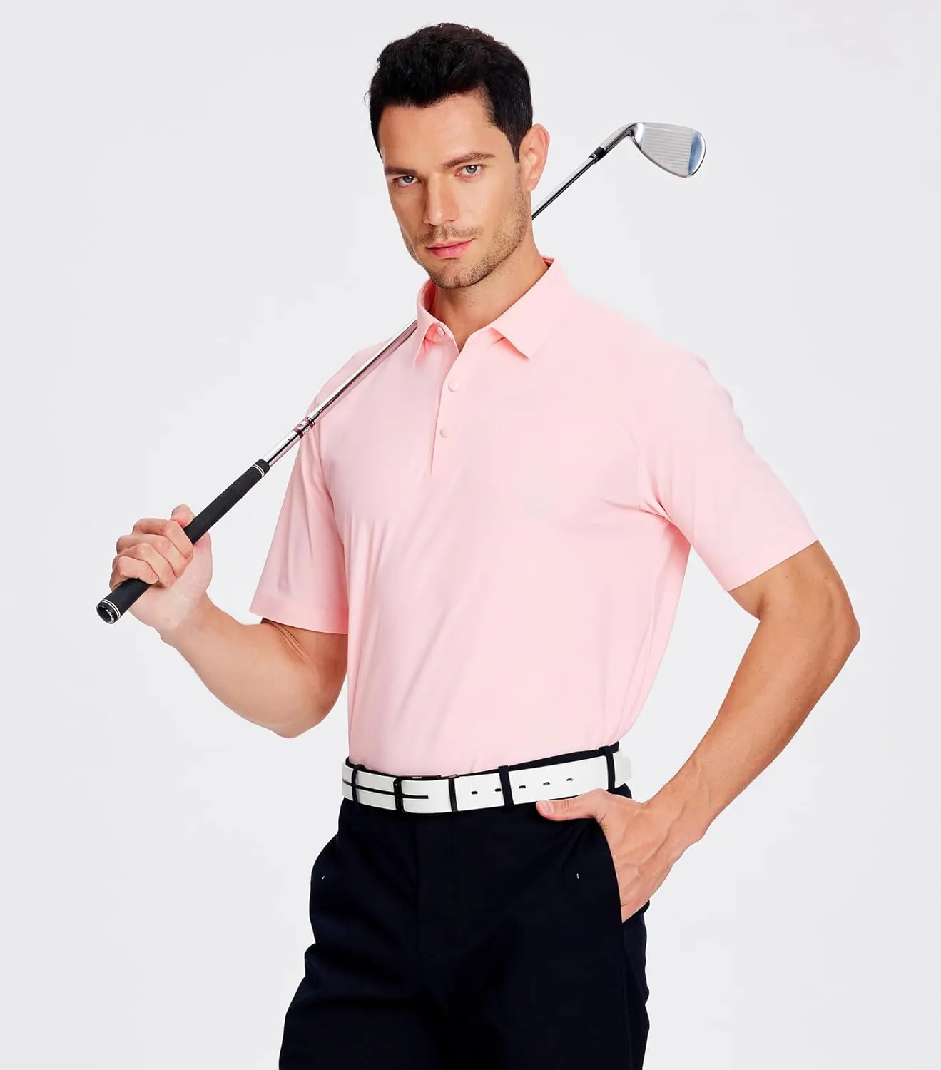 Alex Vando Mens Seamless Golf Shirt Moisture Wicking Quick-Dry Tailored Fit Polo Shirts
