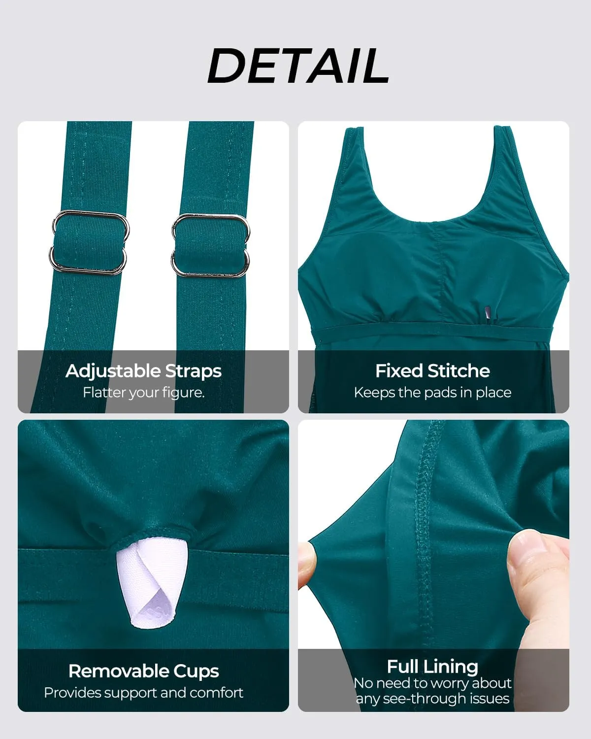 Aqua Eve Womens Tankini Tops Only Tummy Control Swim Tank Top Modest Swimsuit Top Bathing Suit Top No Bottom