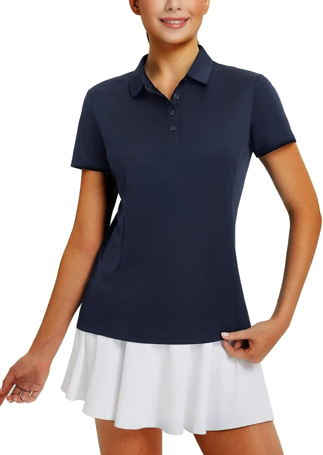 baleaf Women's Golf Shirts Polo Collared V Neck Shorts Sleeve Tennis Shirt Lightweight Quick Dry UPF50 