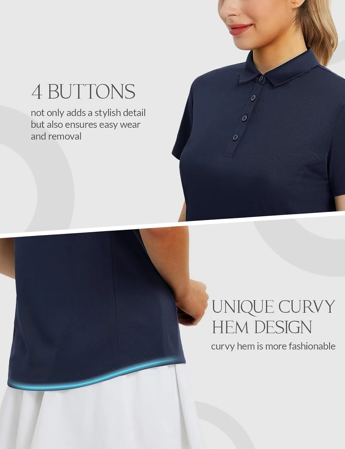 baleaf Women's Golf Shirts Polo Collared V Neck Shorts Sleeve Tennis Shirt Lightweight Quick Dry UPF50 