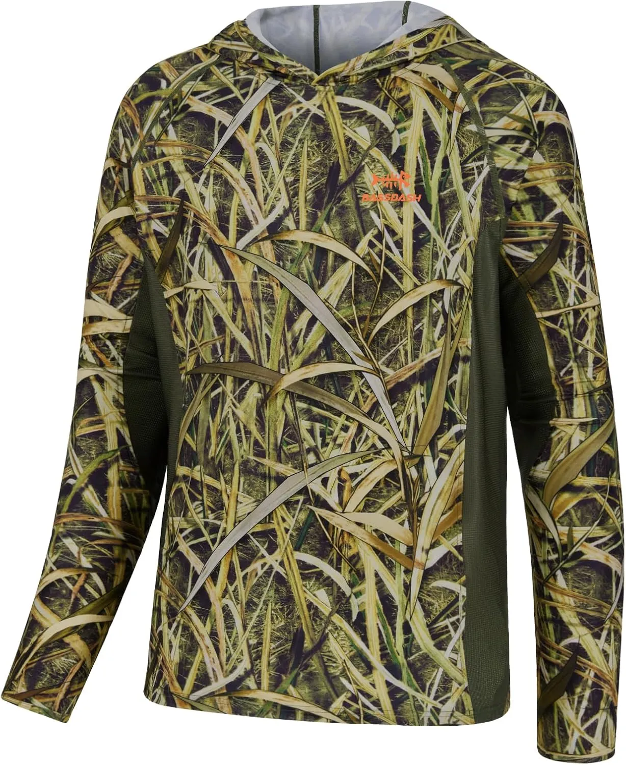 BASSDASH Men's UPF 50  Lightweight Hunting Camo Hoodie Quick Dry Performance Long Sleeve Fishing Shirt with Hood FS30M