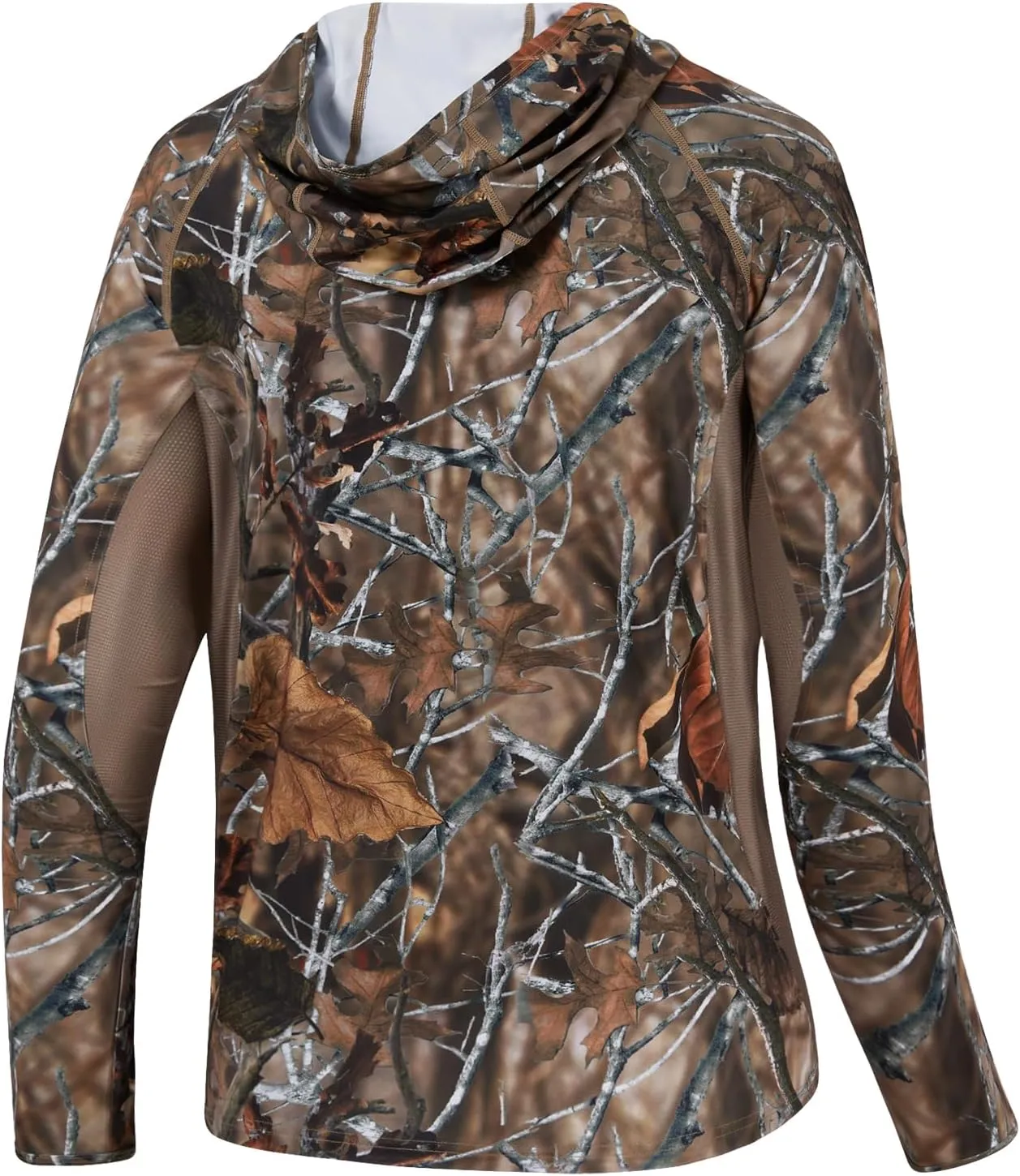 BASSDASH Men's UPF 50  Lightweight Hunting Camo Hoodie Quick Dry Performance Long Sleeve Fishing Shirt with Hood FS30M