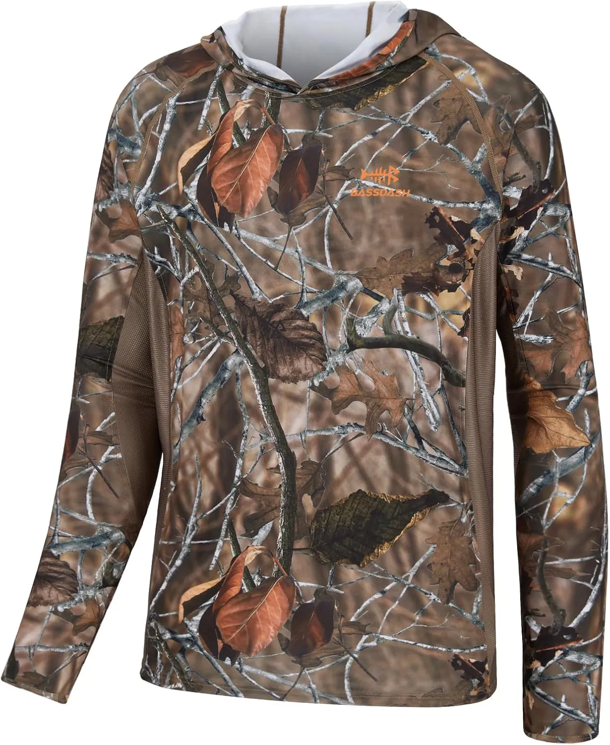 BASSDASH Men's UPF 50  Lightweight Hunting Camo Hoodie Quick Dry Performance Long Sleeve Fishing Shirt with Hood FS30M