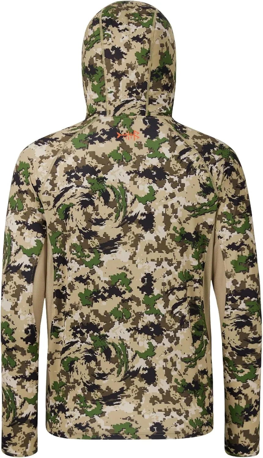 BASSDASH Men's UPF 50  Lightweight Hunting Camo Hoodie Quick Dry Performance Long Sleeve Fishing Shirt with Hood FS30M