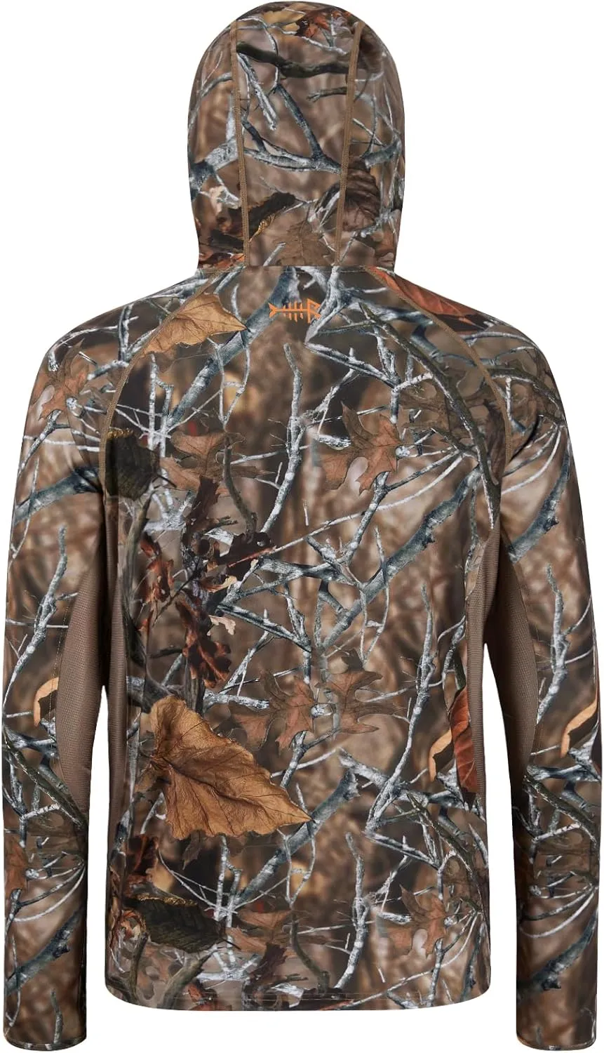 BASSDASH Men's UPF 50  Lightweight Hunting Camo Hoodie Quick Dry Performance Long Sleeve Fishing Shirt with Hood FS30M