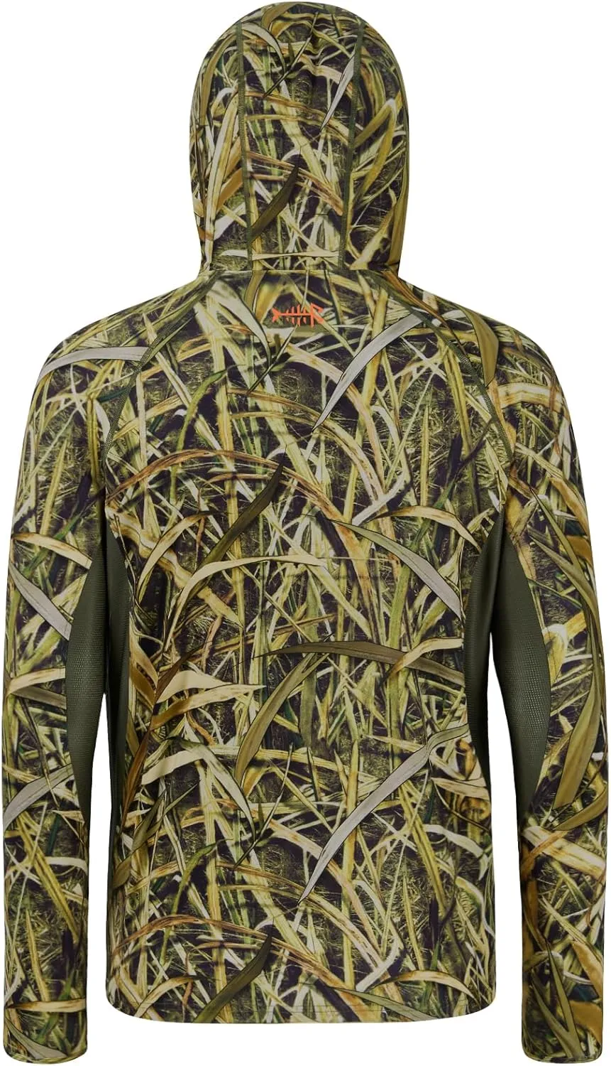 BASSDASH Men's UPF 50  Lightweight Hunting Camo Hoodie Quick Dry Performance Long Sleeve Fishing Shirt with Hood FS30M