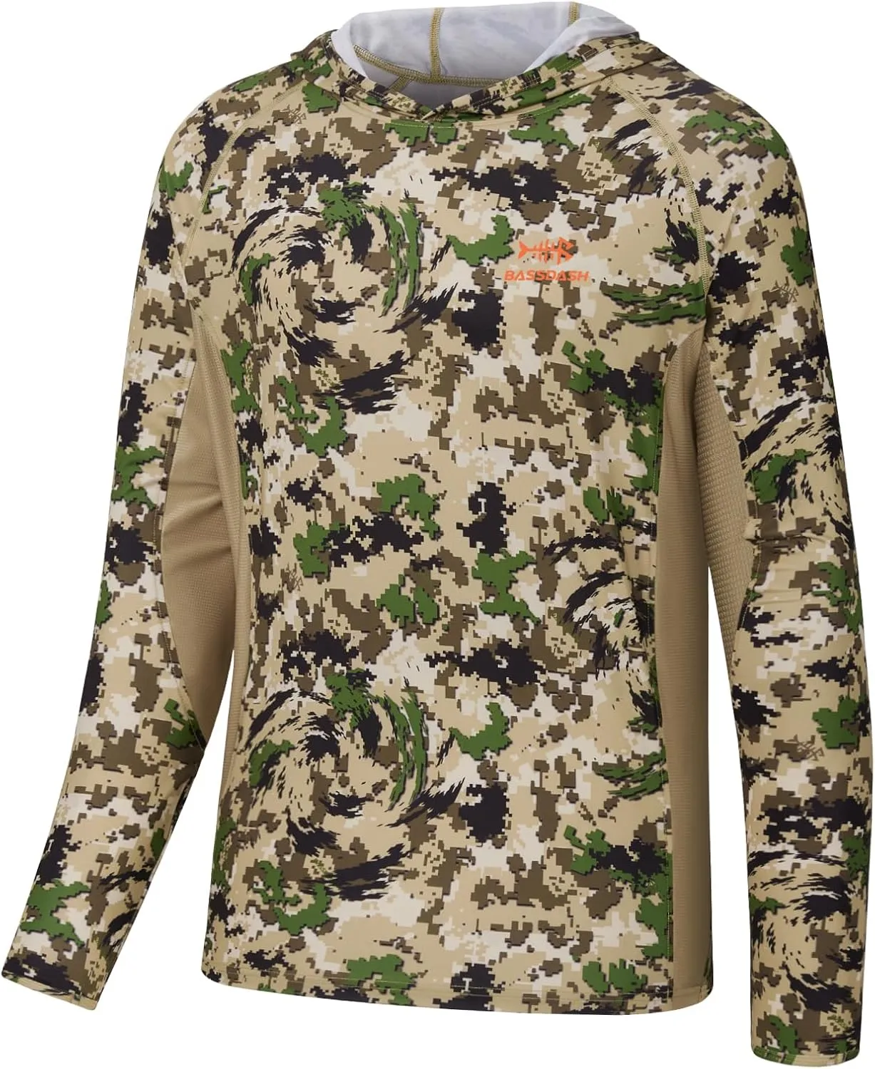 BASSDASH Men's UPF 50  Lightweight Hunting Camo Hoodie Quick Dry Performance Long Sleeve Fishing Shirt with Hood FS30M