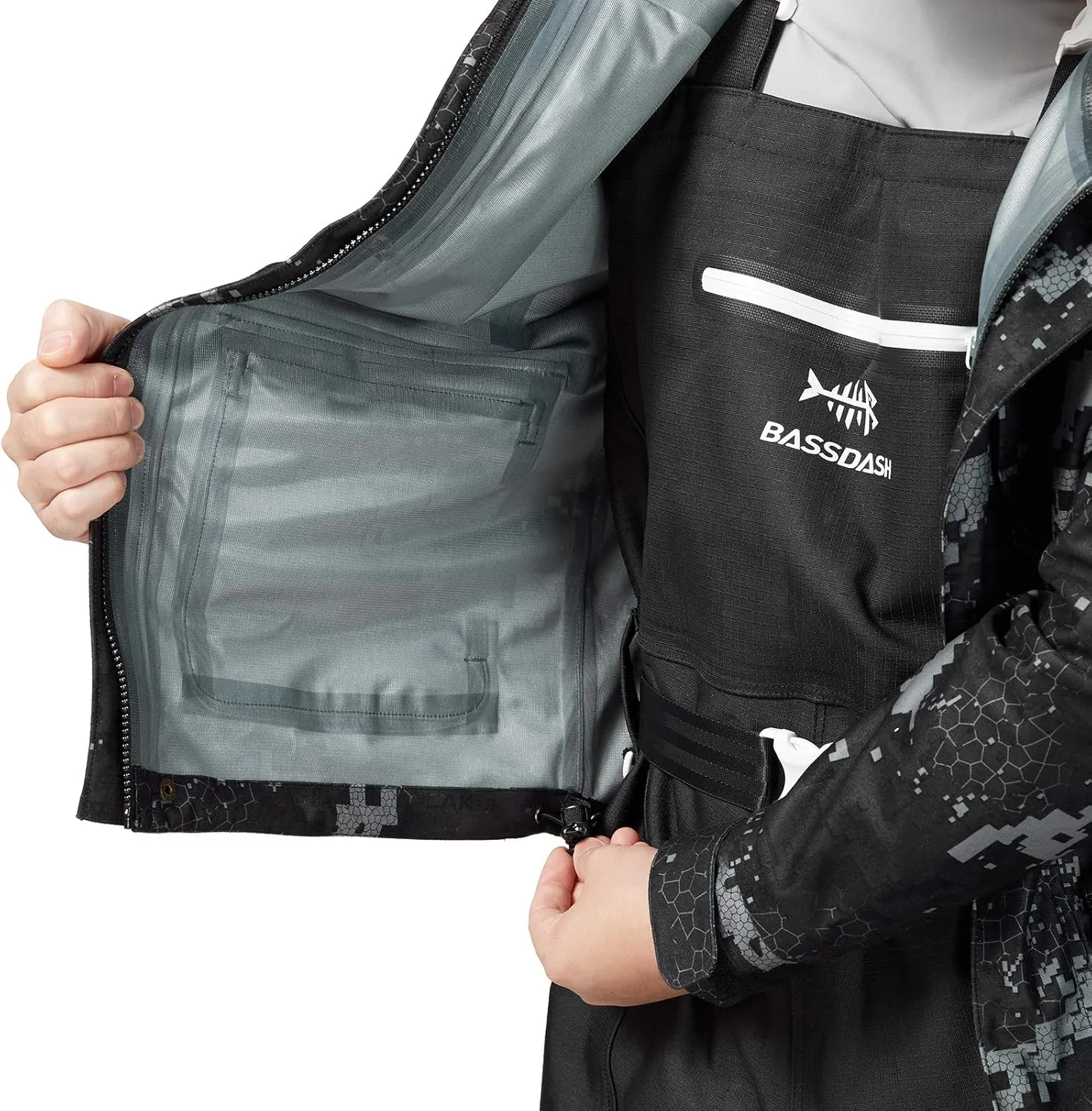 BASSDASH Walker Breathable Waterproof Fishing Hunting Wading Jackets with Silent Outer Fabric for Men Women in 7 Sizes