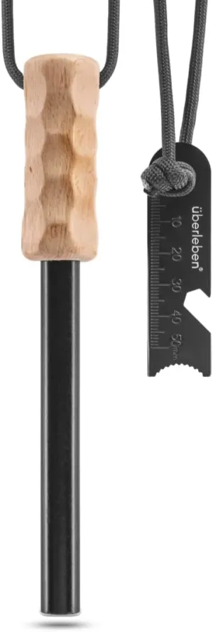 berleben Krftig Ferro Rod Fire Starter for Survival  Up to 20,000 Strikes, 1/2" Thick Fire Steel with Multi-Tool Striker and Lanyard  Waterproof Flint and Steel for Camping