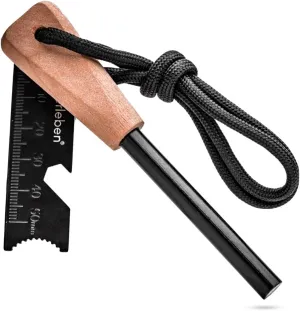 berleben Znden Ferro Rod Fire Starter for Survival w/Fire Striker - Thick Fire Steel, Up to 20,000 Strikes - Waterproof Flint and Steel - Camping Fire Starter Rod w/Handle & Lanyard