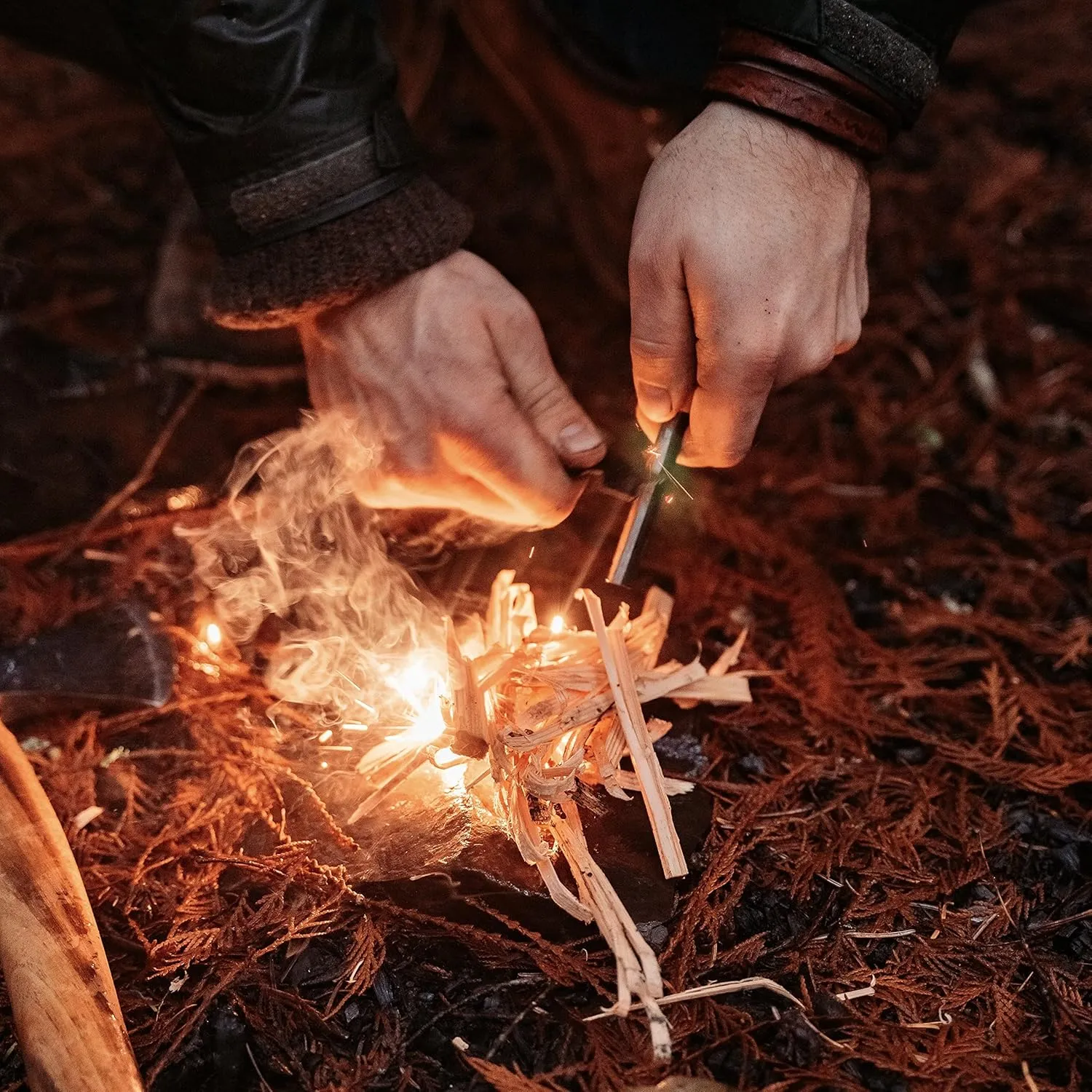 berleben Znden Ferro Rod Fire Starter for Survival w/Fire Striker - Thick Fire Steel, Up to 20,000 Strikes - Waterproof Flint and Steel - Camping Fire Starter Rod w/Handle & Lanyard