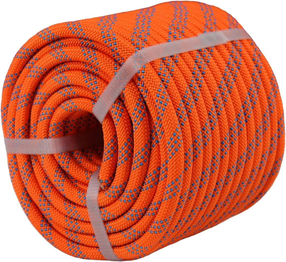 Braided Polyester Arborist Rigging Rope (3/8 inch X 150 feet) High Strength Outdoor Rope for Tree Climbing Hiking Camping Swing, Orange/Blue