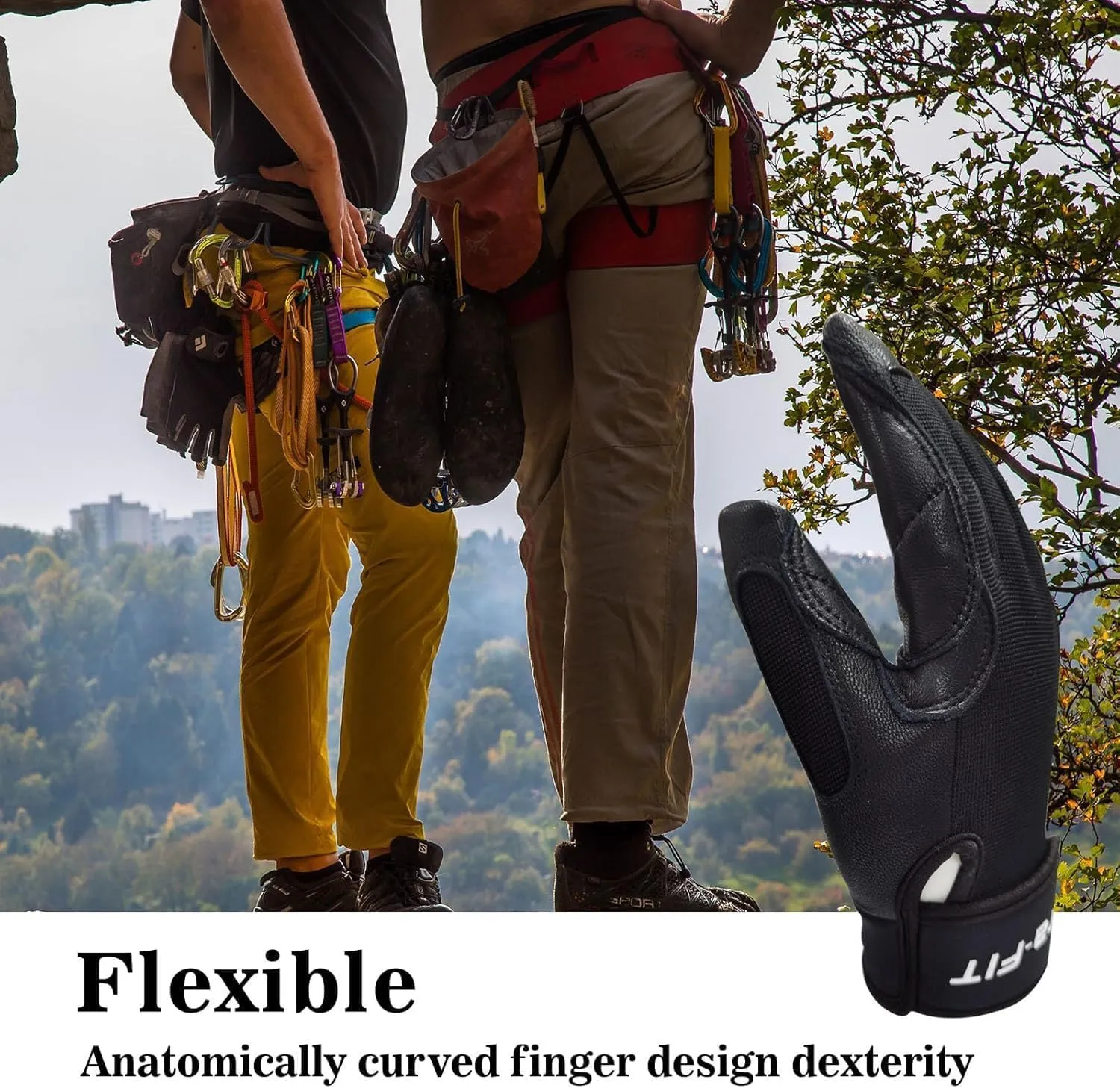 Breathable Climbing Gloves,Full-Finger Padded Hiking/Rope Gloves for Rappelling Rock Climbing Sailing Adventure