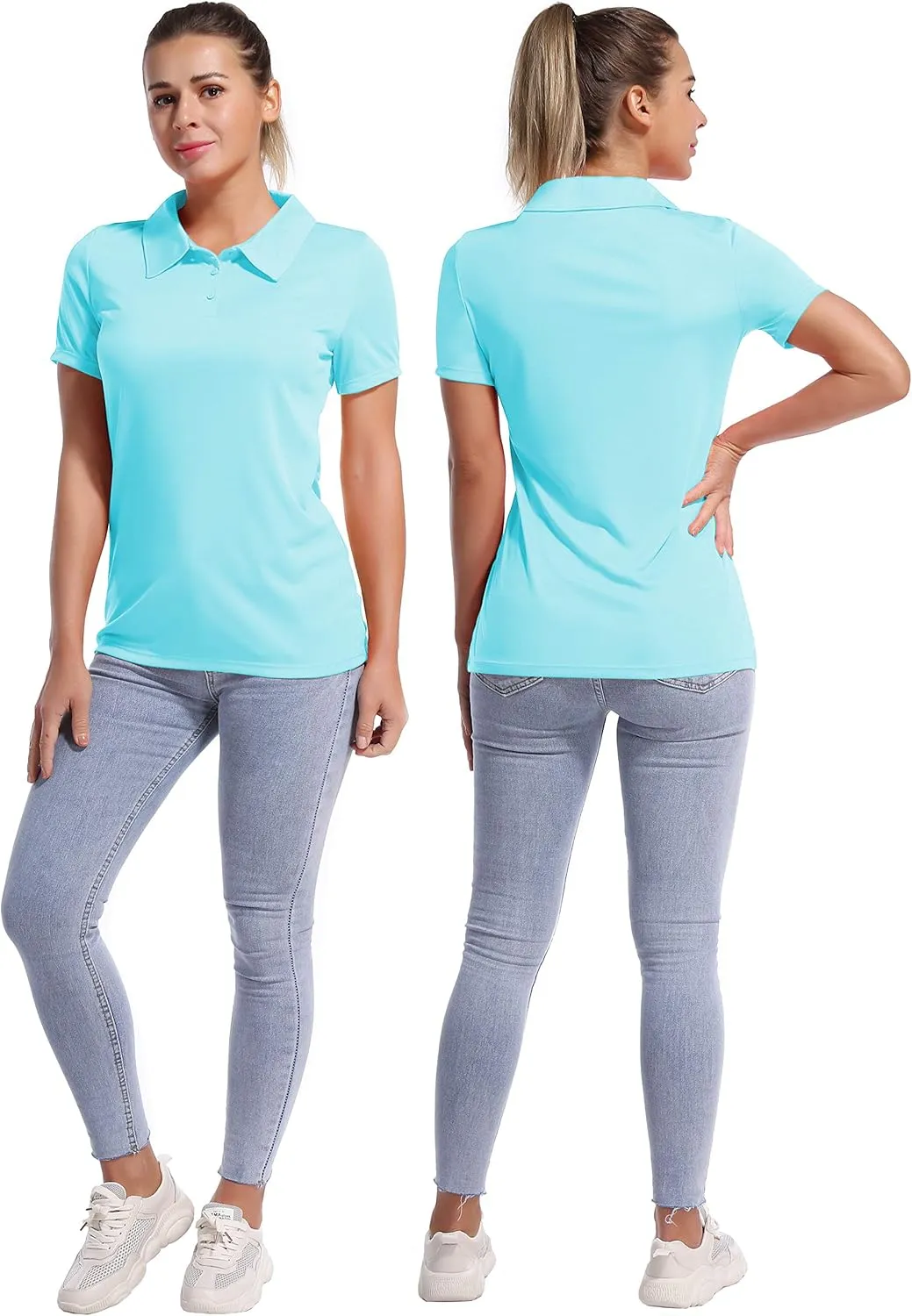BUBBLELIME Women's UPF 50  Sun Protection Short Sleeve Polo Athletic Tennis Golf Shirts Quick Dry Outdoor Sports Shirts Tops
