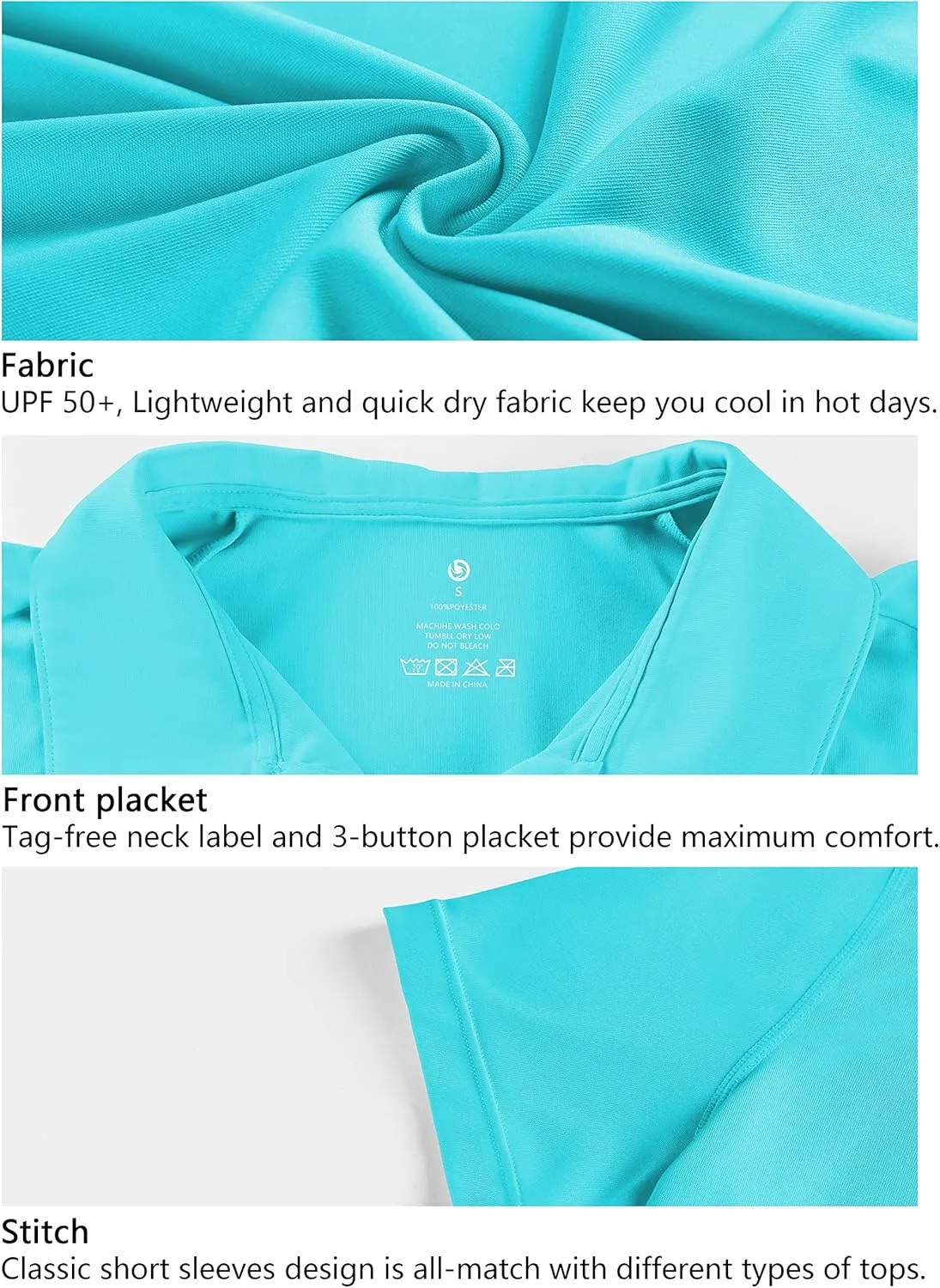 BUBBLELIME Women's UPF 50  Sun Protection Short Sleeve Polo Athletic Tennis Golf Shirts Quick Dry Outdoor Sports Shirts Tops