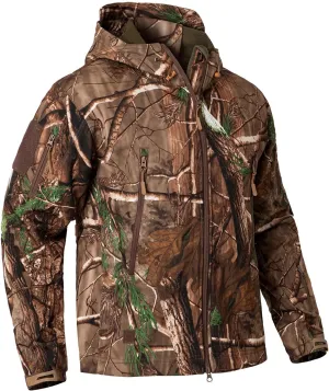 CARWORNIC Men's Camo Quiet Hunting Jacket Waterproof Softshell Fleece Lined Camouflage Outdoor Hiking Fishing Coat