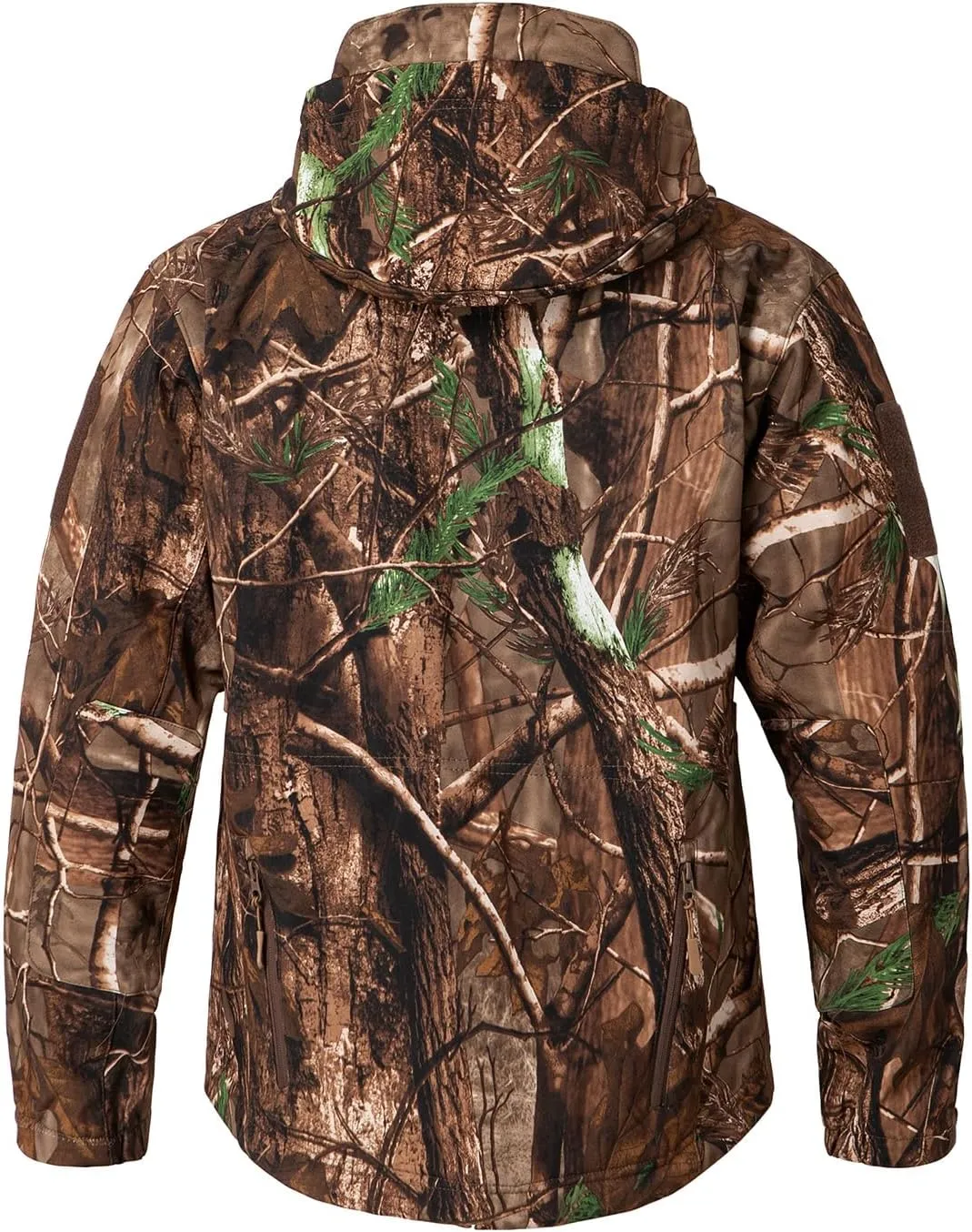 CARWORNIC Men's Camo Quiet Hunting Jacket Waterproof Softshell Fleece Lined Camouflage Outdoor Hiking Fishing Coat