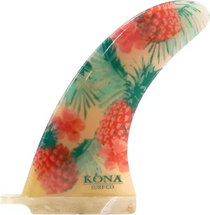 Classic Single Center Fin for Longboard, Surfboard and Paddleboard in Trans Blue/Pineapple sz:9in