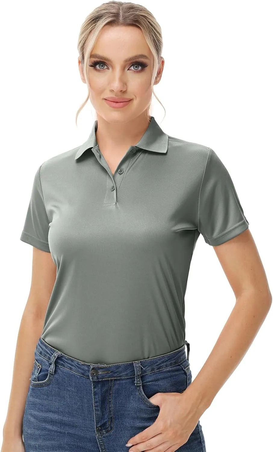 Corna Women's Golf Polo Shirts Collared Short Sleeve Tennis Tops Dry Fit Moisture Wicking Sun Protection T-Shirt UPF 50 