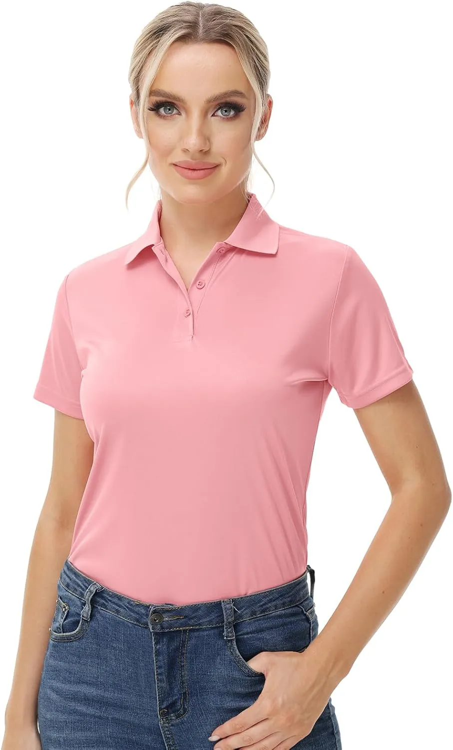 Corna Women's Golf Polo Shirts Collared Short Sleeve Tennis Tops Dry Fit Moisture Wicking Sun Protection T-Shirt UPF 50 