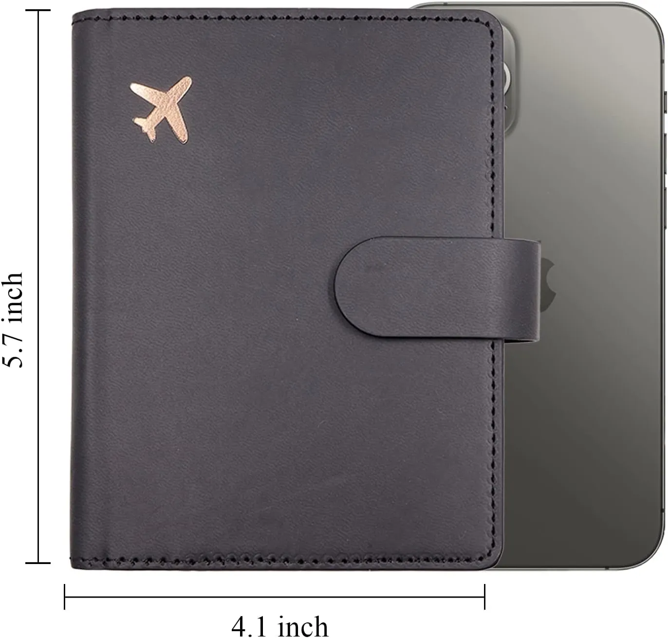 Deziliao Unisex Faux Leather Passport and Vaccine Card Holder, Black, Slim, Waterproof, Lightweight, RFID Blocking