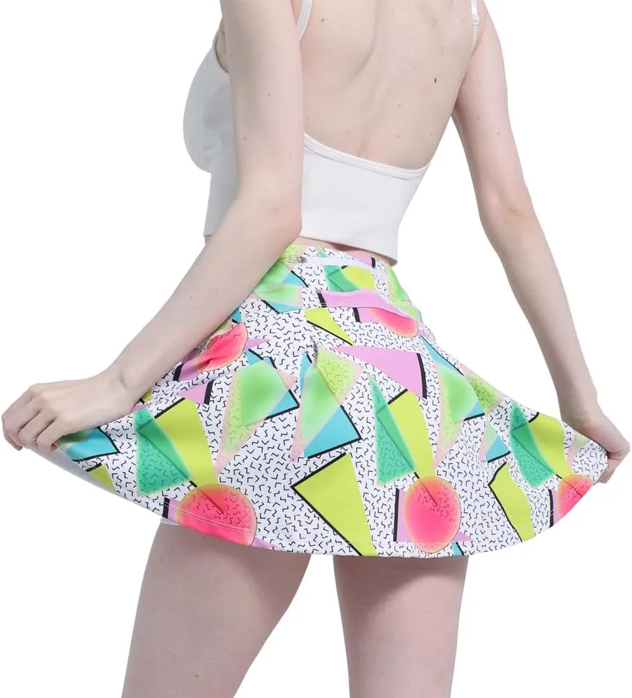 Dinosaur Women's Skorts Skirts High Waisted Golf Pleated Skirts for Running Pickleball Workout