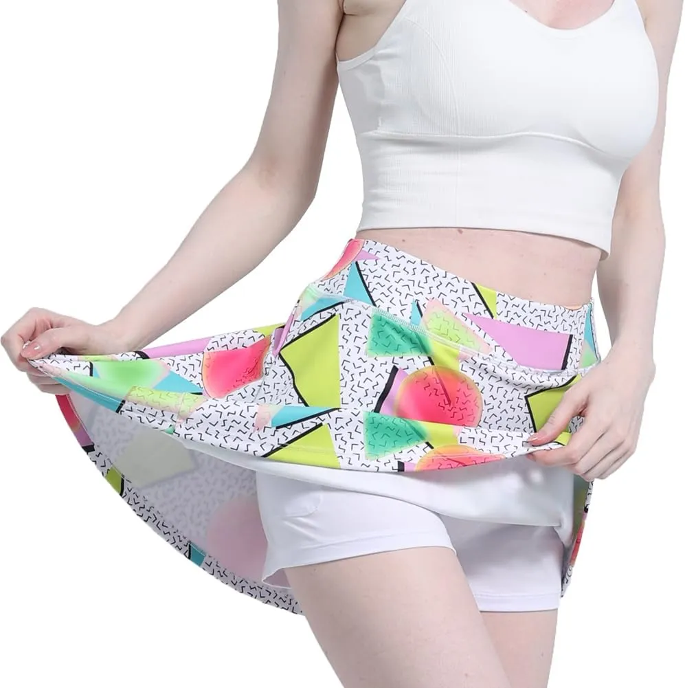 Dinosaur Women's Skorts Skirts High Waisted Golf Pleated Skirts for Running Pickleball Workout