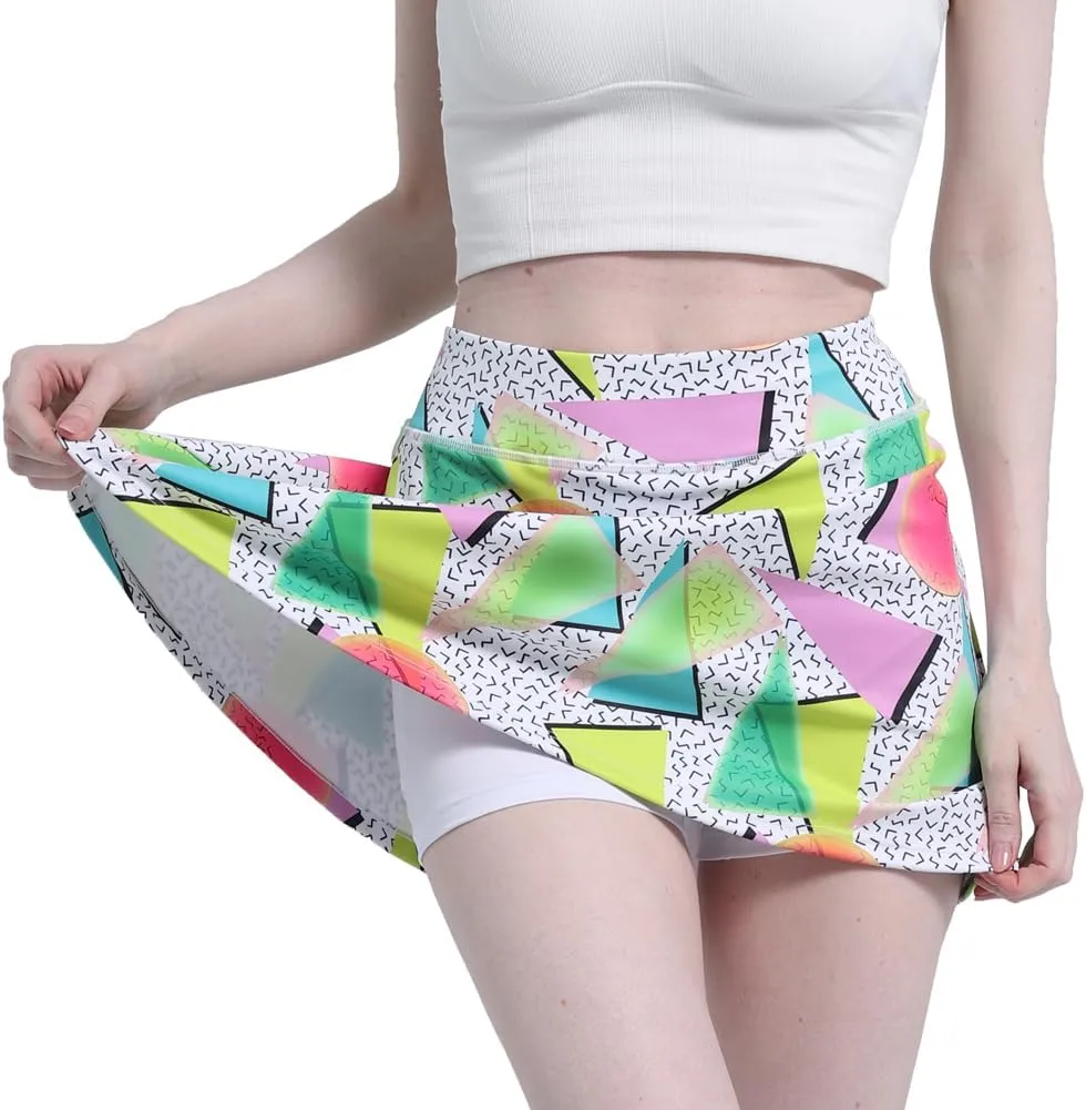 Dinosaur Women's Skorts Skirts High Waisted Golf Pleated Skirts for Running Pickleball Workout