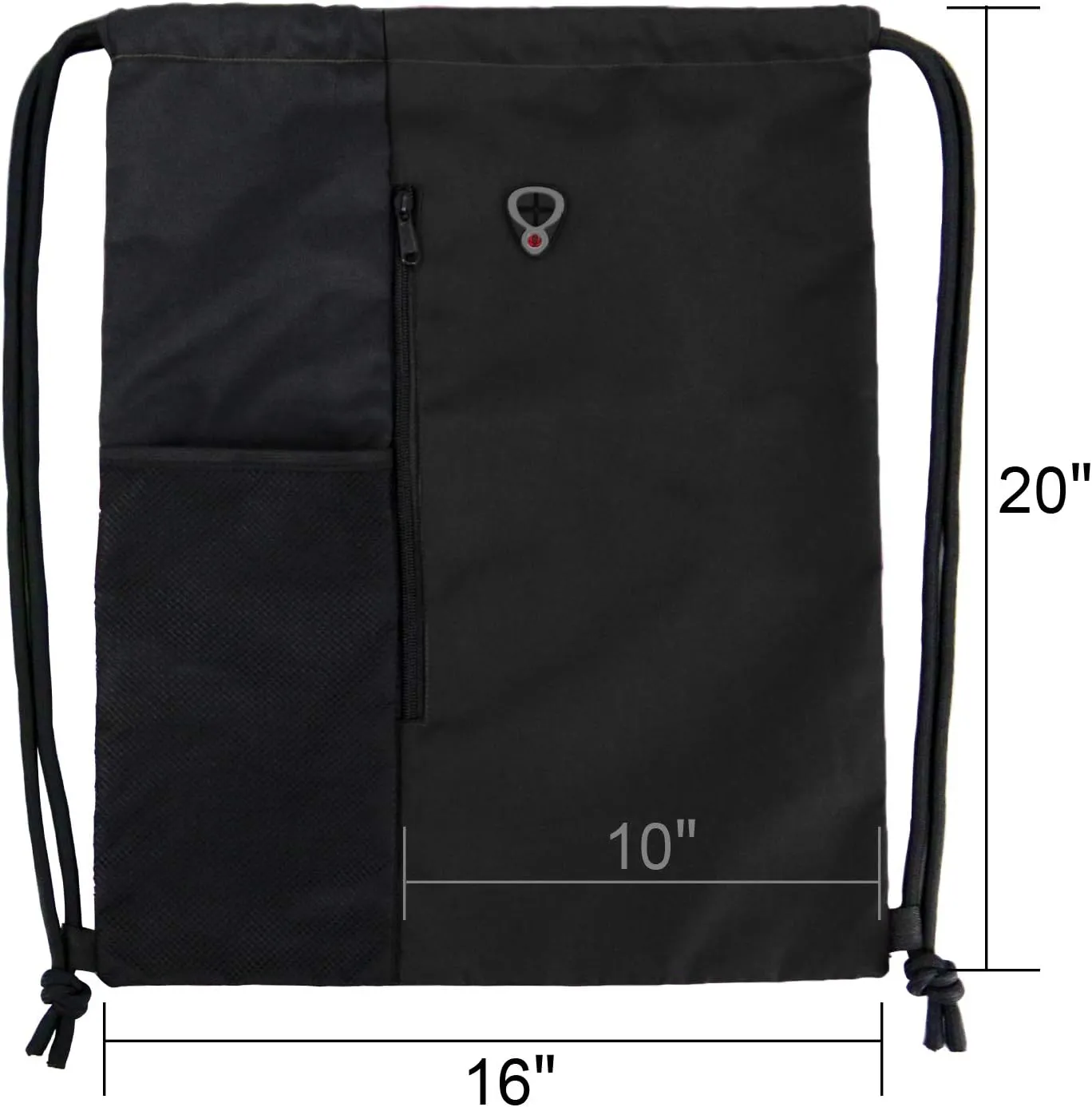 Drawstring Backpack Sports Gym Bag for Women Men Large Size With Two Zipper Pockets and Water Bottle Mesh Pockets