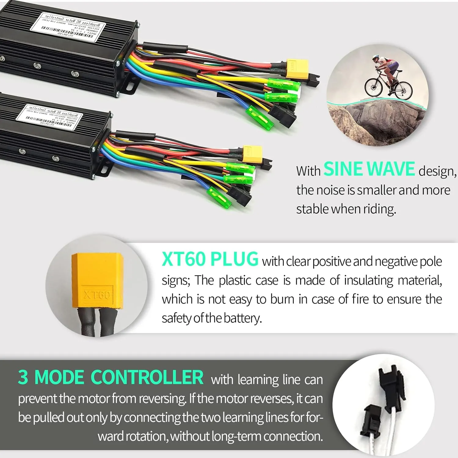 EBike Conversion Kit 1000W, 36V/48V 26A/30A Brushless Controller Mini LCD S866 Display for Electric Bicycle Scooter Mountain Bike Parts