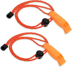 Emergency Whistles with Lanyard 2 Pack Safety Whistle Super Emergency Whistle Crisp Sound Outdoor Climbing Hiking Cam for Kayaking Water Survival Hiking Camping Boating