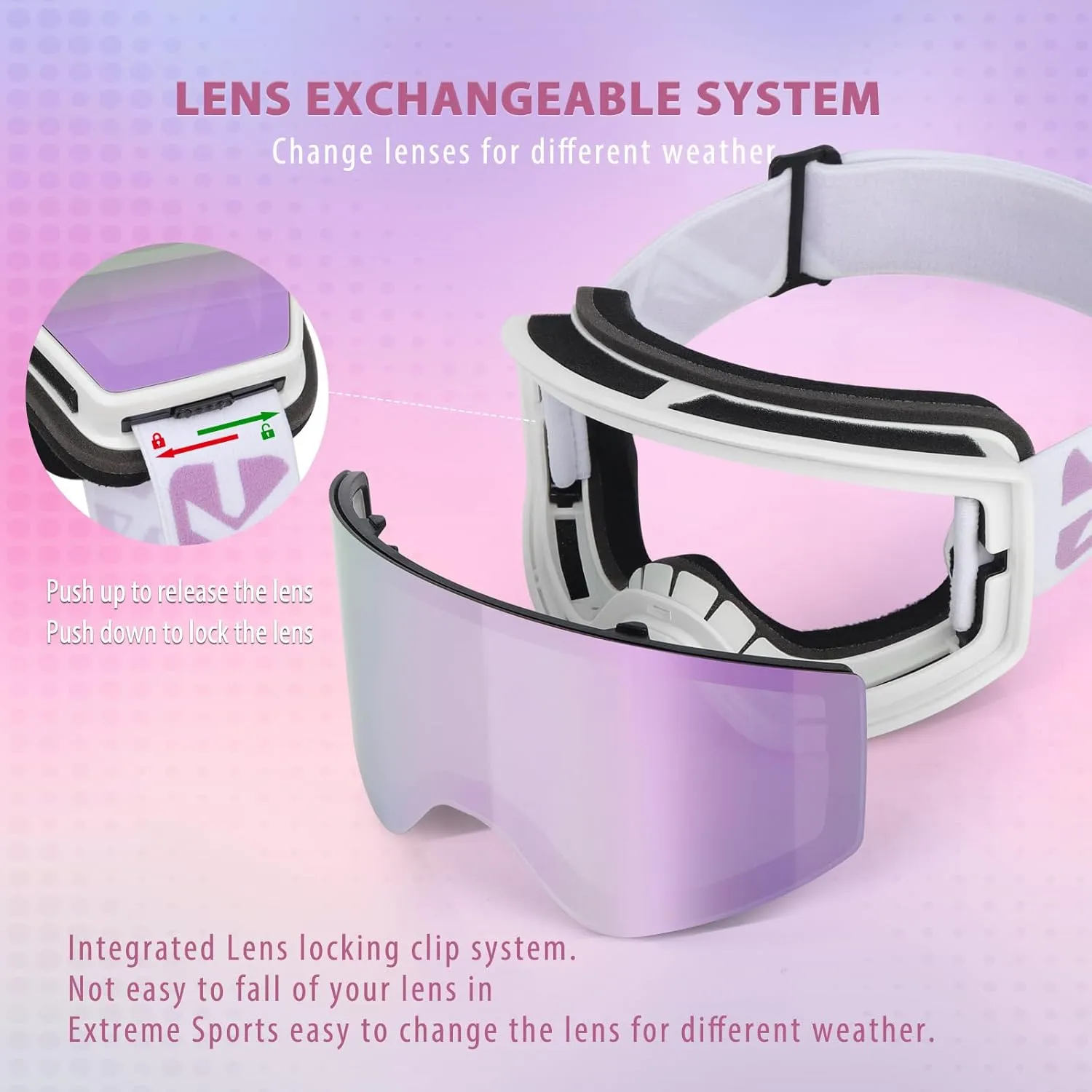 EXP VISION Ski/Snowboard Goggles Parent-child Snow Goggles Over Glasses for Men, Women Youth Kids