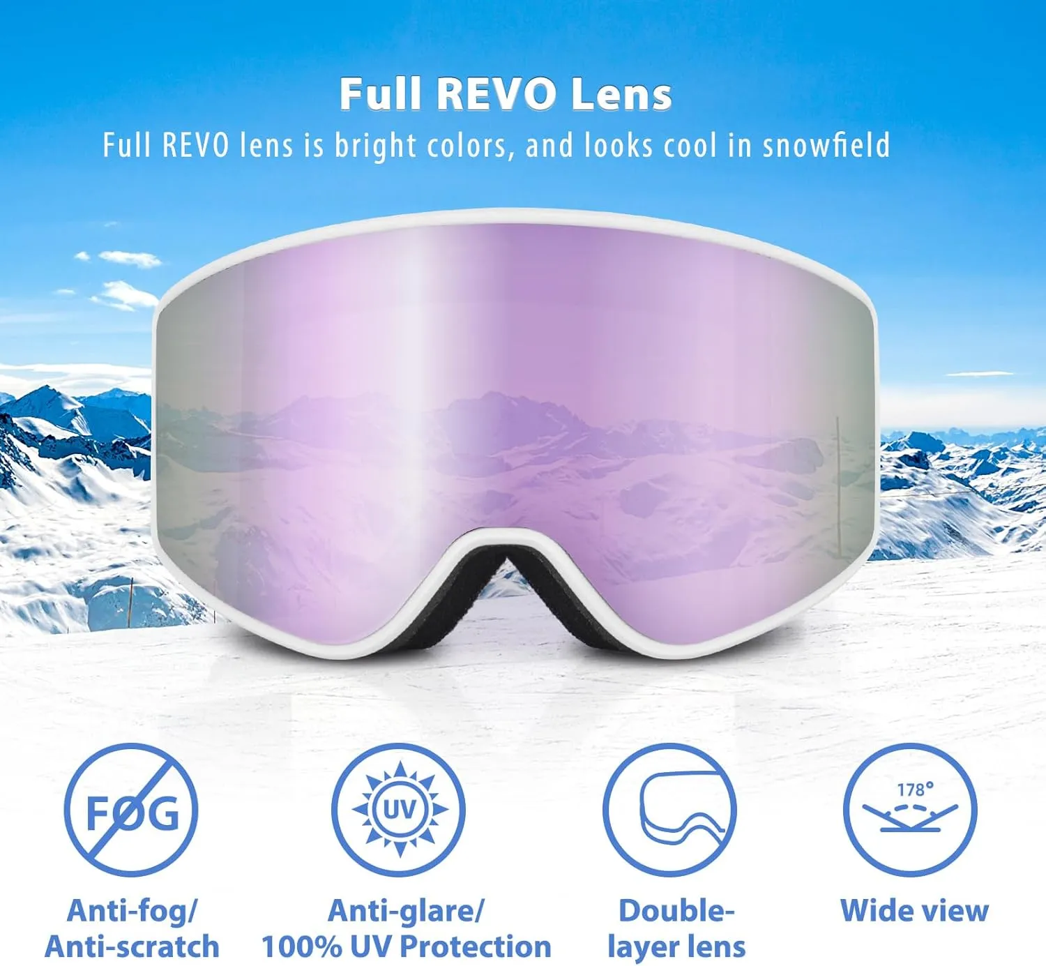 EXP VISION Ski/Snowboard Goggles Parent-child Snow Goggles Over Glasses for Men, Women Youth Kids