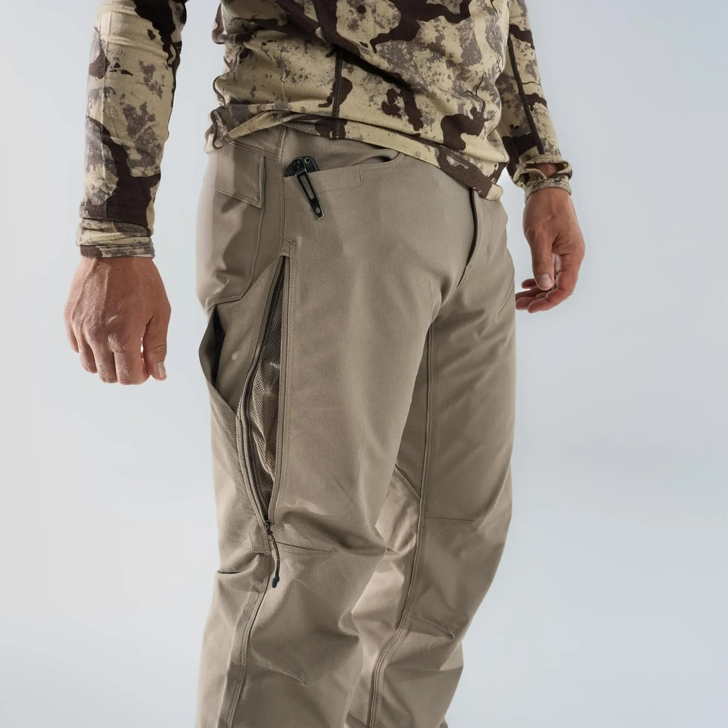 First Lite Mens 308 Pant - Mens Outdoor Stretch Camo Hunting Pants with Hip Vents, Year Round Lightweight Hunting Gear