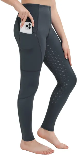 FitsT4 Sports Girls Horse Riding Pants Full Seat Silicone Kids Equestrian Breeches Horseback Pockets Youth Schooling Tights