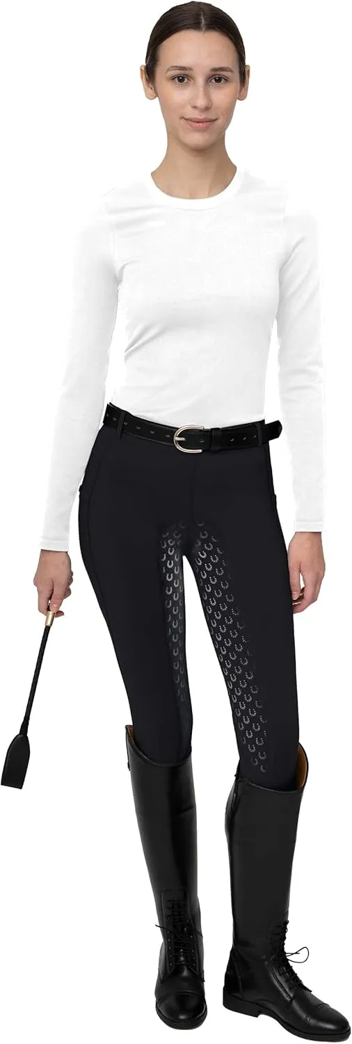 FitsT4 Sports Women's Full Seat Riding Tights Active Silicon Grip Horse Riding Tights Equestrian Breeches