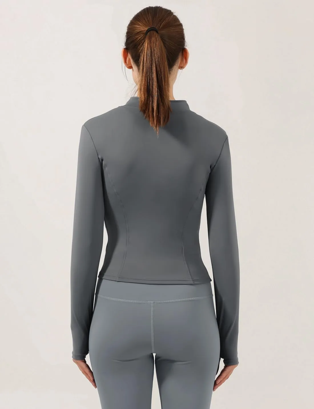 Gacaky Women's Slim Fit Lightweight Athletic Full Zip Stretchy Workout Running Track Jacket with Thumb Holes