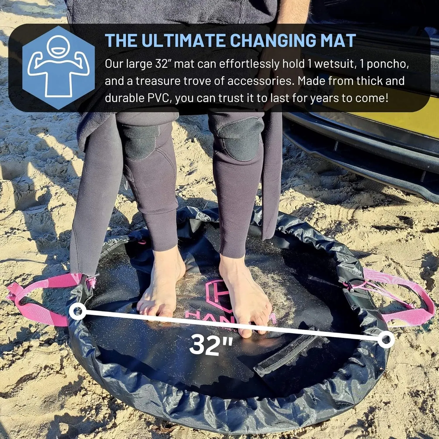 Hang 11 Wetsuit Changing Mat Bag - Surf Changing Mat with Shoulder Strap, Wetsuit Bag Waterproof, Keeps your Wet Suit & Car Clean, Surf Change Gear, Surfing Accessories, Surfing Gifts