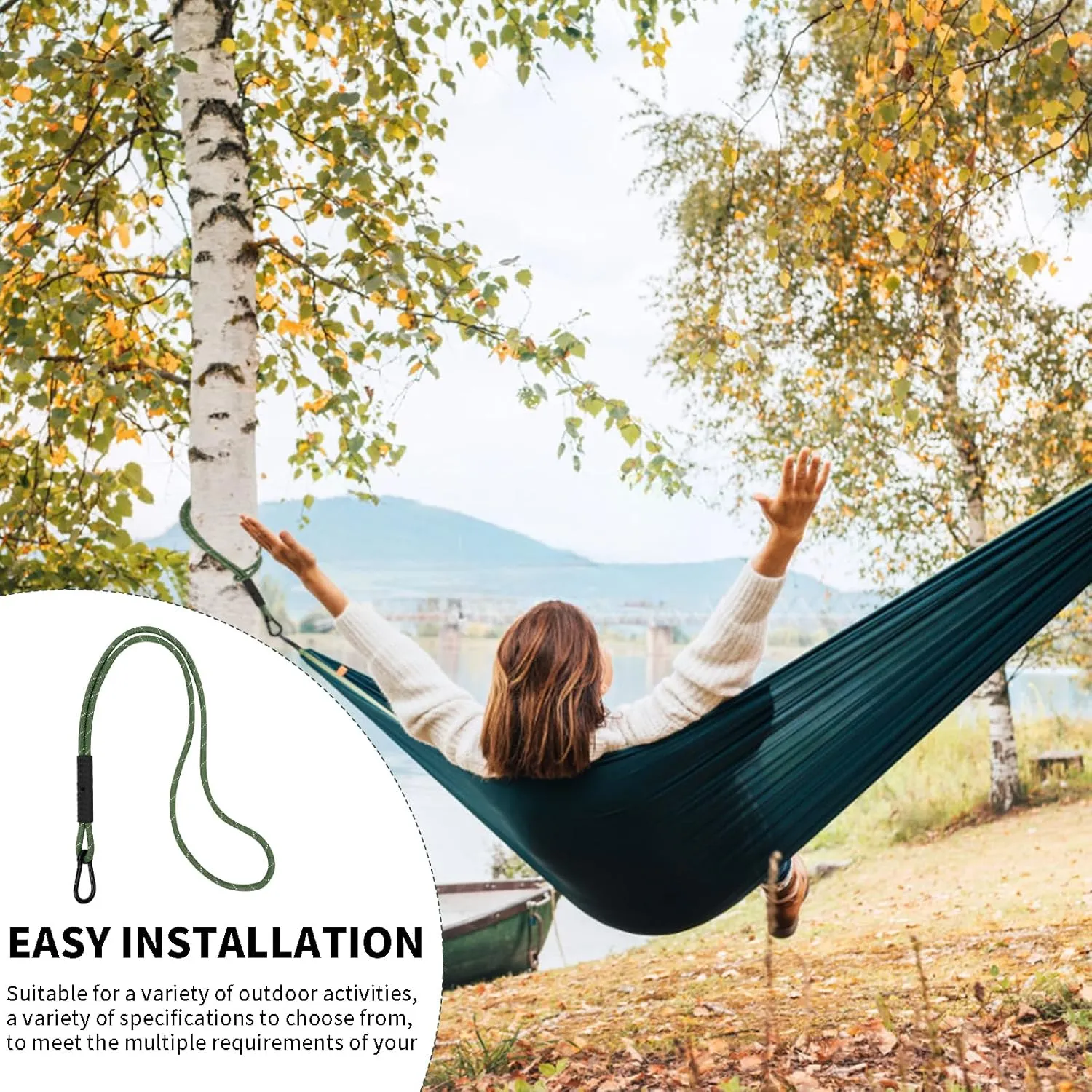 Heavy Duty Tree Swing Ropes, Hammock Tree Straps Hanging Kit, for Outdoor Swings Hammock Playground Set Accessories (1.75ft,21",Green,1Pack)