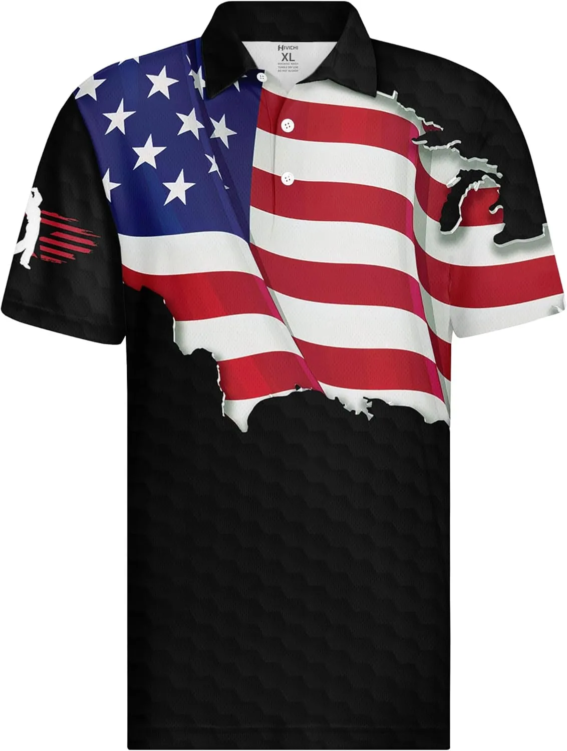 HIVICHI Golf Shirts for Men Funny Crazy Print Hawaiian Mens Polo Shirt