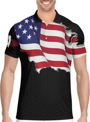HIVICHI Golf Shirts for Men Funny Crazy Print Hawaiian Mens Polo Shirt