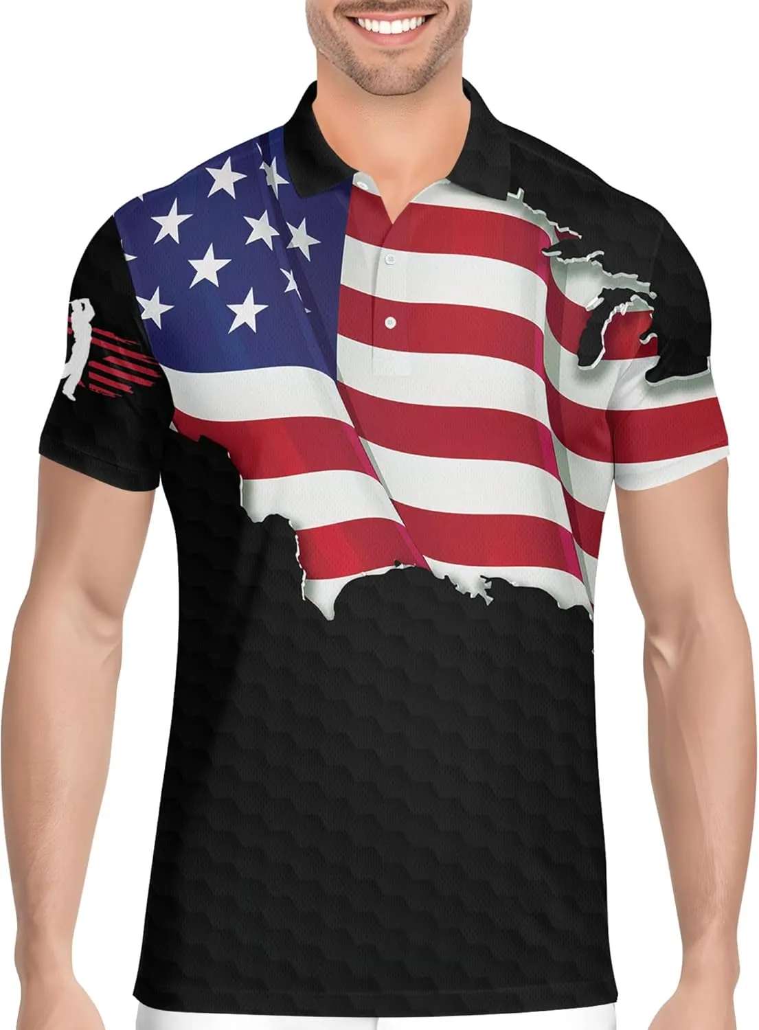 HIVICHI Golf Shirts for Men Funny Crazy Print Hawaiian Mens Polo Shirt