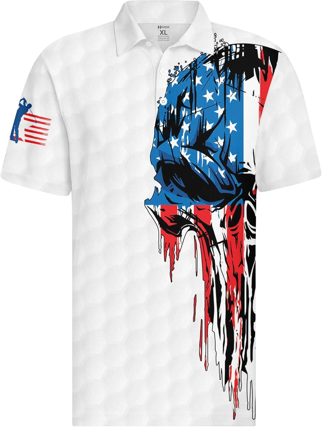 HIVICHI Golf Shirts for Men Funny Crazy Print Hawaiian Mens Polo Shirt