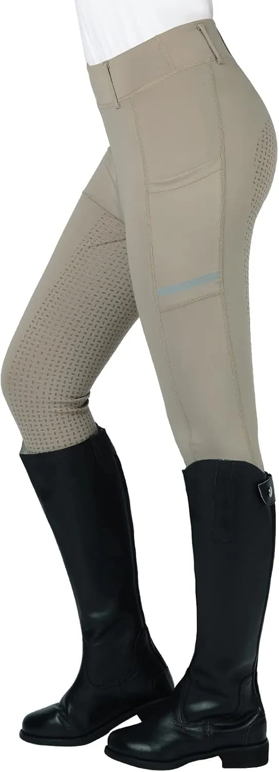 Horse Riding Pants Equestrian Girls Full Seat Silicone Breeches Kids Pull-On Horseback Riding Tights Pockets